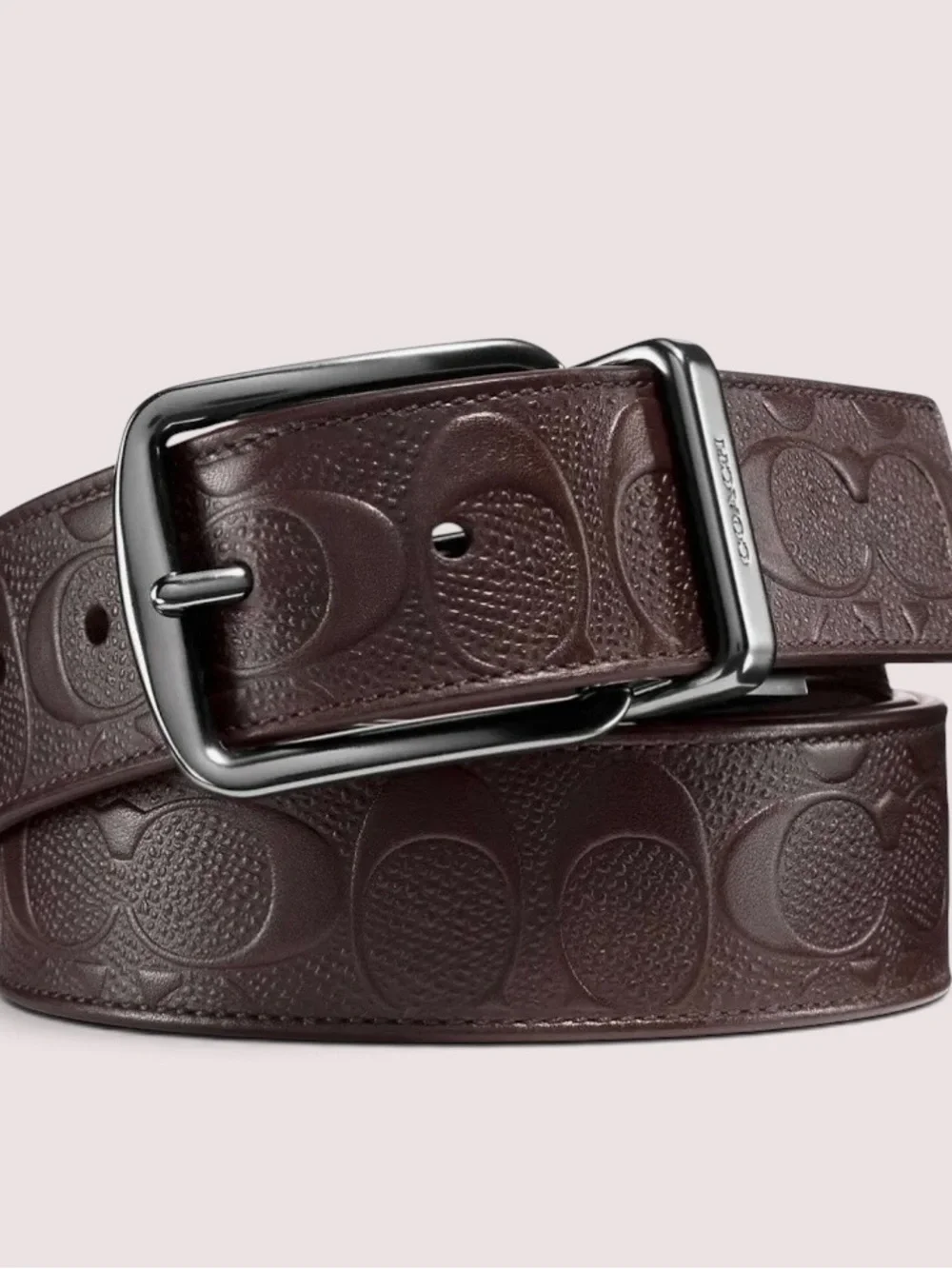 Coach Men's Embossed Leather Belt with Harness Buckle Size XXL 47” MSRP $128